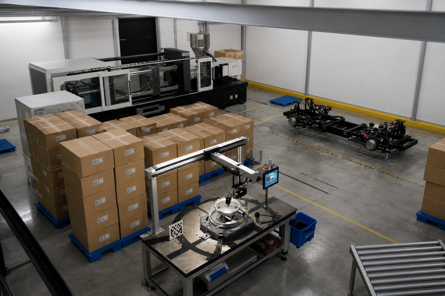 Injection-molding cell with vehicle chassis — source image input